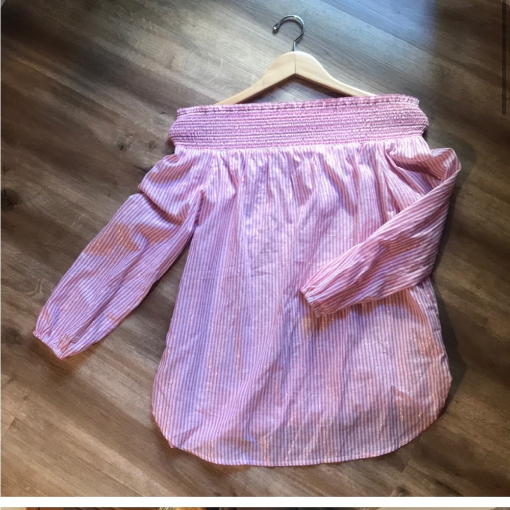 MICHAEL KORS pink & gold shimmer blouse